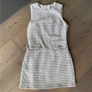 Cream Tweed Mini Dress with Gold Buttons – Ever New